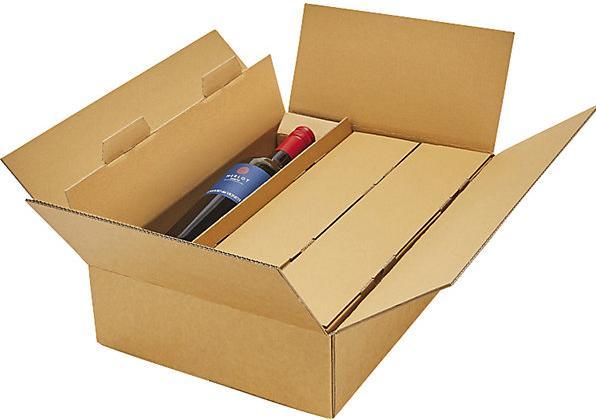 Actual product image kaiserkraft Wine bottle box, brown, for 3 bottles, 8+ items. (1 x)