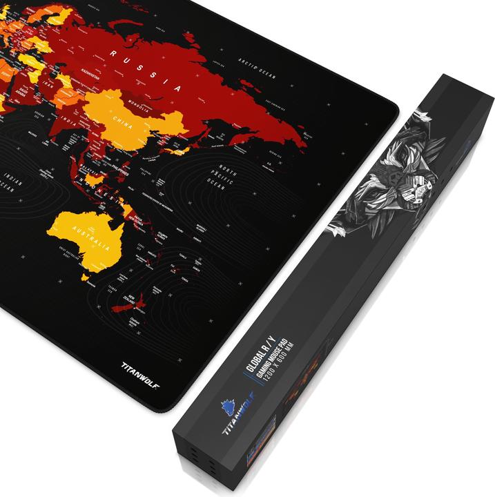 Actual product image Titanwolf Gaming Mouse Pad, XXXL Speed Mouse Mat 1200 x 600 mm, Speed & Precision, World Map red