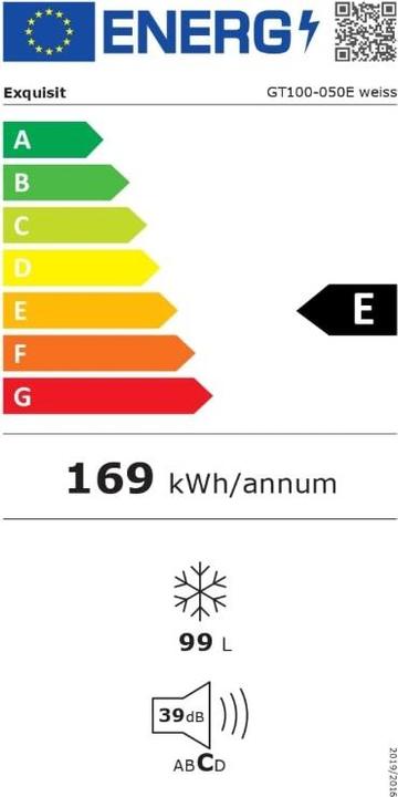 Energie-Label Exquisit GT100-050E (Freistehend, 99 l)