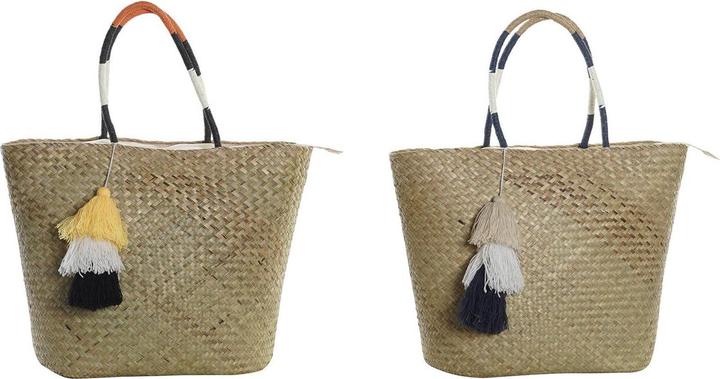 DKD Home Decor Strandtasche Orange natürlich Marineblau Faser 49 x 18 x 37 cm (2 Stück)