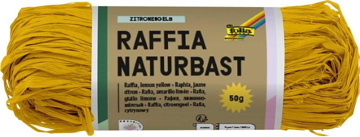 Actual product image Folia Bringmann Natural Bast Raffia 50g Banana Yellow (Gift ribbon, 1 x)