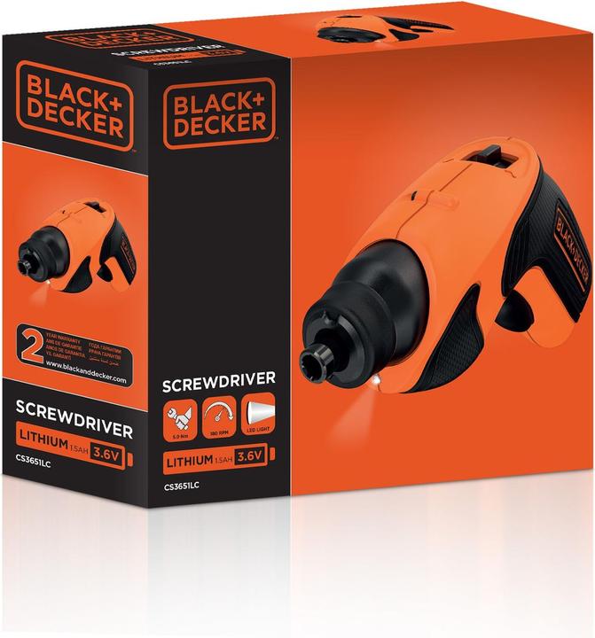 Actual product image Black & Decker 3.6 V 1.5 Ah LiIon cordless screwdriver (Rechargeable battery operated)
