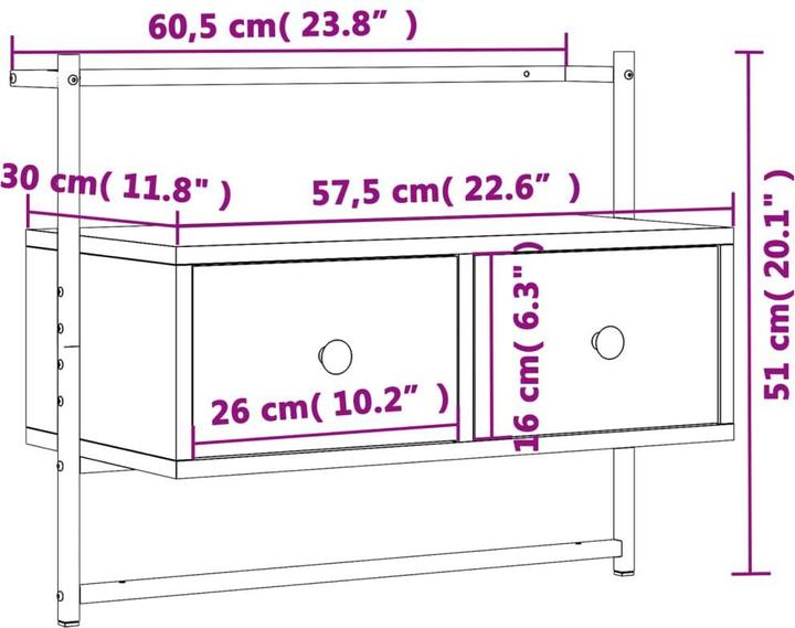 Actual product image VidaXL Raymund (60.5 x 30 x 51 cm)