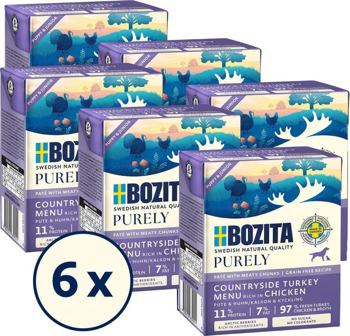 Actual product image Bozita Purely indyk z kurczakiem pasztecik z mięsem dla szczeniąt 370g (Puppy + kitten, Junior, 6 pcs., 370 g)