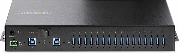 Produktbild StarTech COM 16-Port Industrie USB 3.0 Hub mit Netzteil 5Gbps Verteiler/Mehrfachstecker fur DIN/Rack (USB-B, 16 Ports)