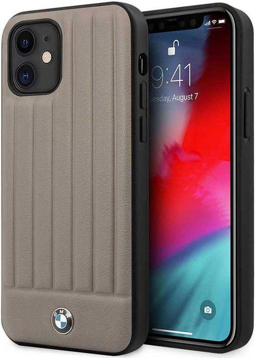 Immagine prodotto BMW PC/TPU Custodia rigida lucida in vera pelle con linee verticali impresse a caldo (Apple iPhone 12 mini)