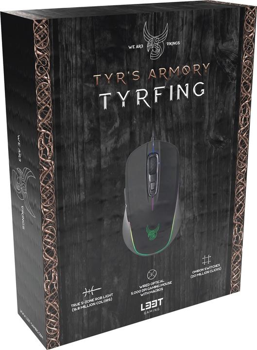 Produktbild L33T Gaming mouse Viking Tyr, Tyrfing, 10,000 DPI, Black (Kabelgebunden)