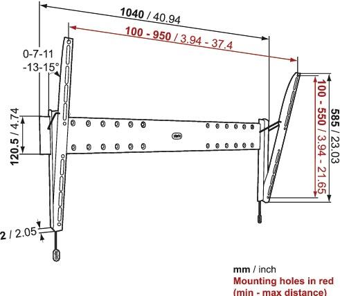 Actual product image Physix PHW-200XL, tilting wall mount for TVs up to 65". (Wall, 65", 45 kg)