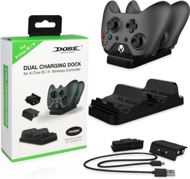 Produktbild Dobe Dual Charging Dock mit zwei 600mAh Akkus (Xbox One X, Xbox One S)