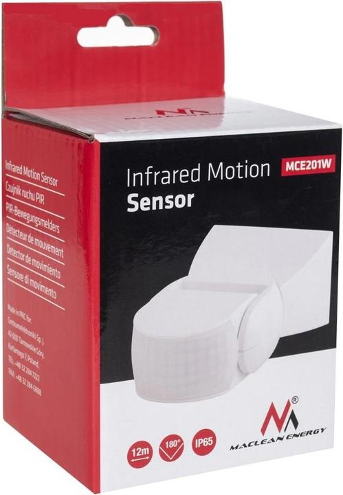 Produktbild Maclean Infrared motion detector PIR modern range 12 m Color white IP65 Energy MCE201W (12 m)
