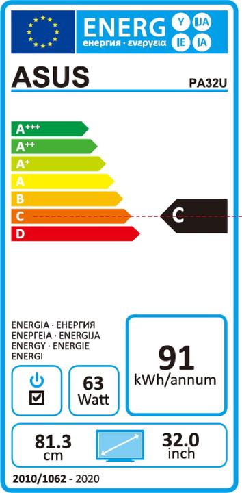 Label énergétique ASUS ProArt PA32UC-K (3840 x 2160 pixels, 32")