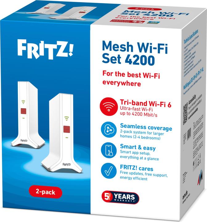 Image du produit AVM FRITZ!Mesh Set 4200 2-pack International (2400 Mbit/s, 600 Mbit/s)