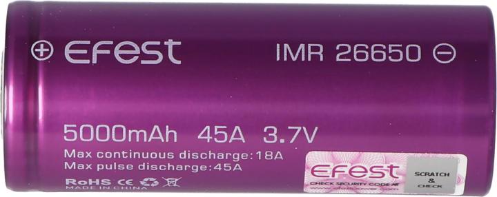 Produktbild Efest Akkku Purple IMR26650, ungeschützt (1 Stk., 26650, 5000 mAh)