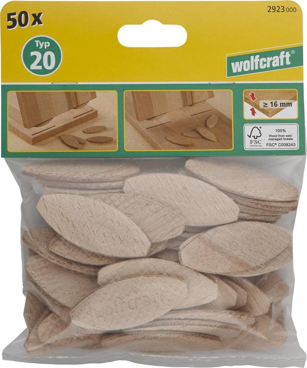 Produktbild wolfcraft wolfcraft 50 Verbindungsplättchen Grösse 20 (50 Stk.)