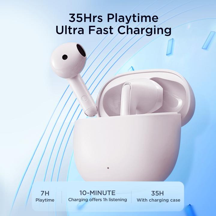 Actual product image Joyroom TWS Funpods Series JR-FB1 Bluetooth 5.3 wireless headphones - pink (ANC, Wireless)