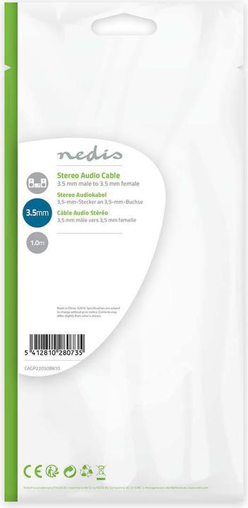Produktbild Nedis Audiokabel Stereo, Stereo, Klinkenstecker 3.5 mm (1 m)