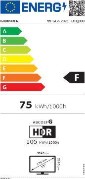Label énergétique Grundig 55GUA2021 TV LED UHD 4K DVB-T2/C/S2 Smart WiFi (55", LED, 4K)