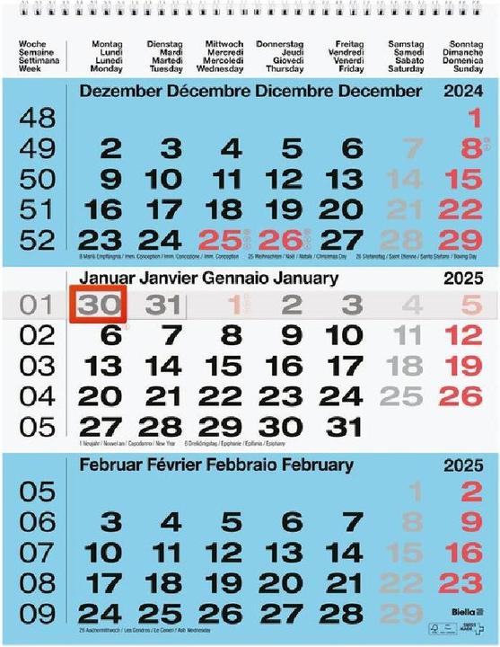 Image du produit Biella Calendrier sur 3 mois (31 x 40 cm, Non contraignant, Allemand)
