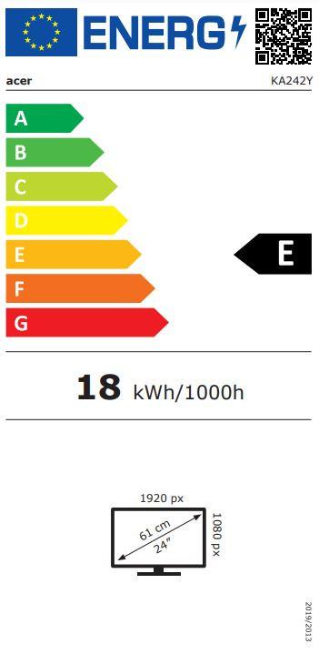 Energie-Label Acer Dis 24 KA242YGbip IPS 120Hz (1920 x 1080 Pixel, 23.80")