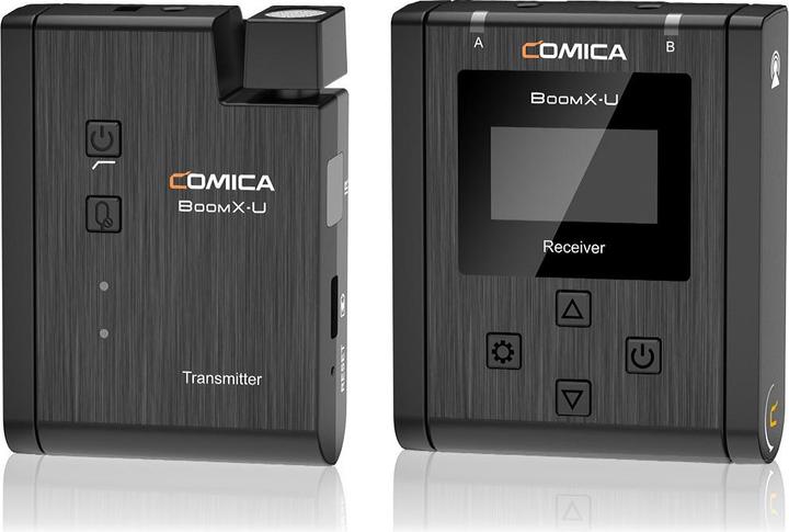 Comica Microphone sans fil mini UHF multifonctionnel pour la radiodiffusion avec deux émetteurs et un