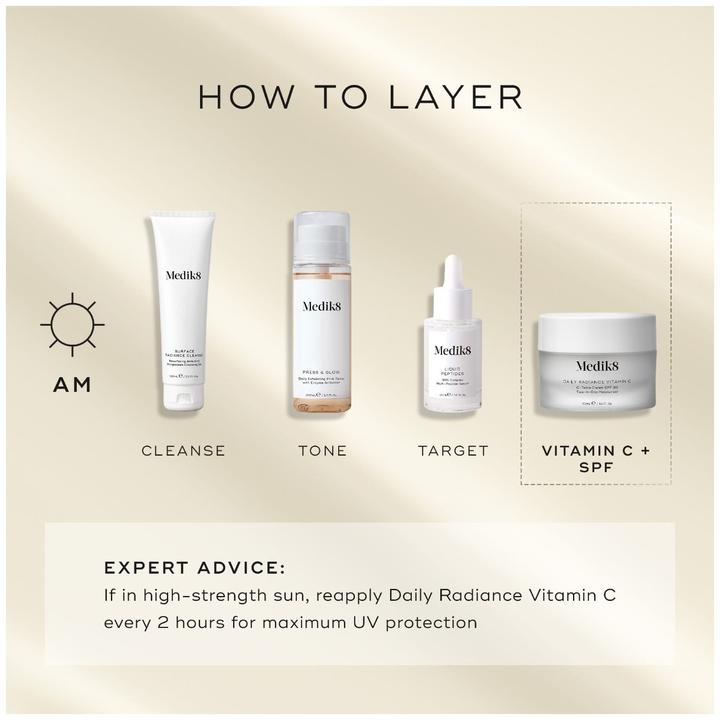 Actual product image Medik8 Daily Radiance Vitamin C C-Tetra Cream SPF 30 Two-in-One Moisturiser 50ml (Body cream, 50 ml)