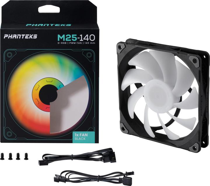 Actual product image Phanteks M25 PWM D-RGB fan - 140mm, black (140 mm, 1 x)
