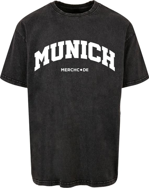 Merchcode Munich Wording - Acid Washed Oversize Tee - 113017