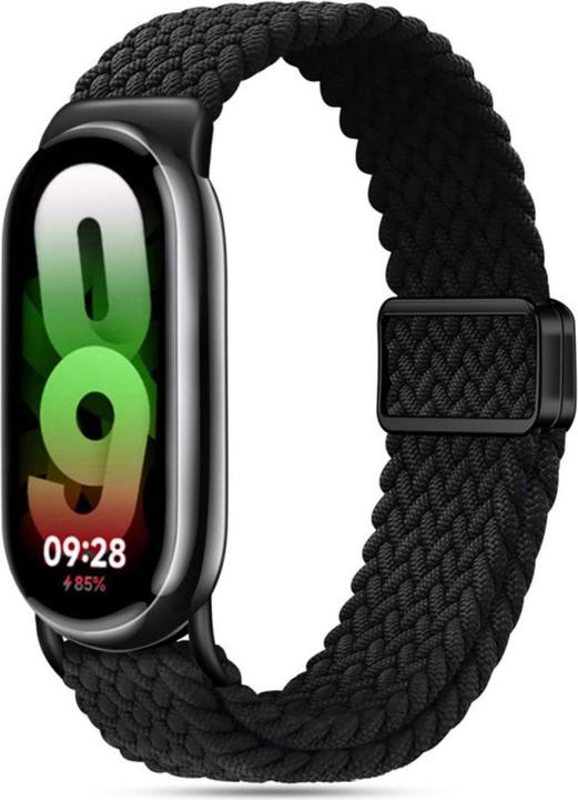 Techsuit - Watchband (W032) - Xiaomi Mi Band 8 / 8 NFC / 9 / 9 NFC - Black (Edelstahl, Nylon, Textil, Elastisch)