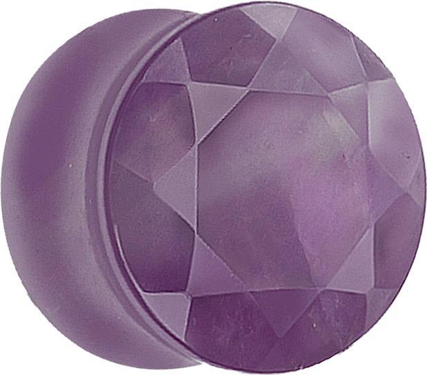 Star Piercing Flared Plug facettiert aus Amethyst Stein (ohne Messing, Mineralisch)