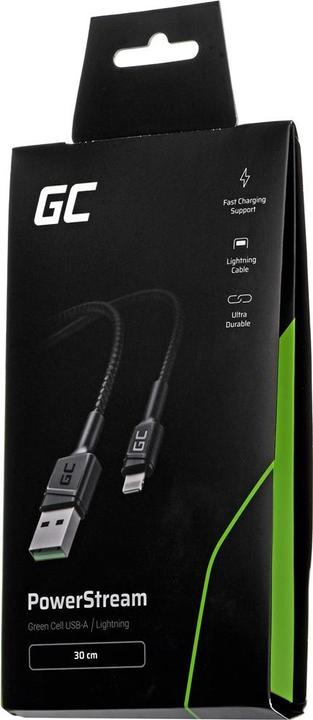 Produktbild GreenCell KABGC24 Lightning-Kabel 0,3 m Schwarz (0.30 m, USB 3.2 Gen 1)