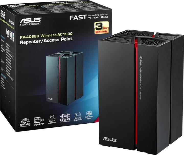 Image du produit ASUS Rp-Ac68u (1300 Mbit/s, 600 Mbit/s)