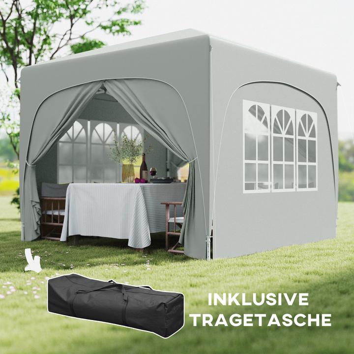 Produktbild Outsunny Pavillon Metall, Polyester Hellgrau (300 cm, 300 cm)