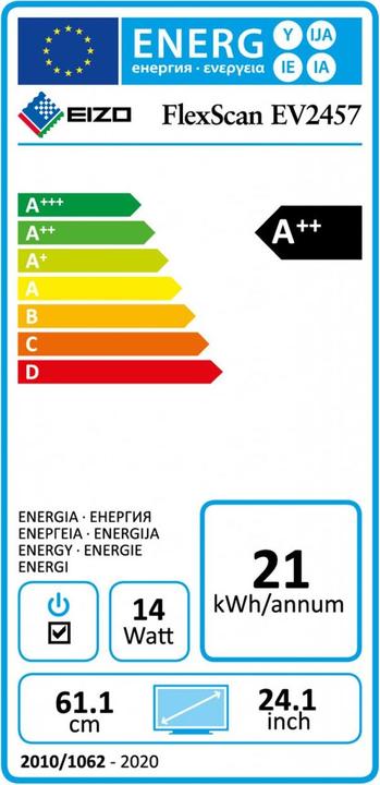 Energielabel Eizo EV2457 (1920 x 1200 pixels, 24")