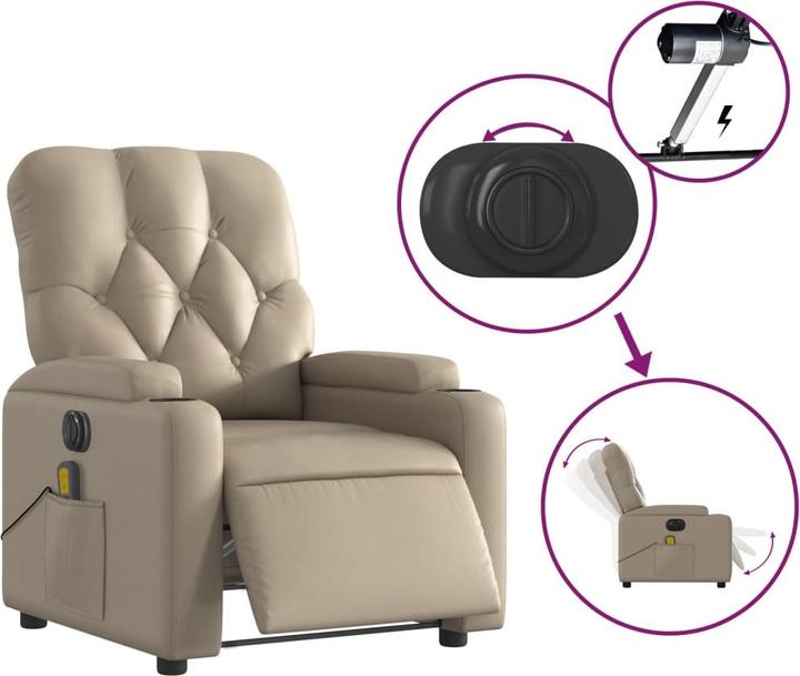 Image du produit VidaXL Fauteuil de massage Fauteuil de relaxation Fauteuil électrique Marron cappuccino