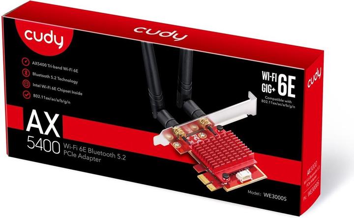 Actual product image Cudy WE3000S. Built-in. Transmission technology: Wireless, Host interface: PCI Express, Interface: WL (Mini PCI Express)