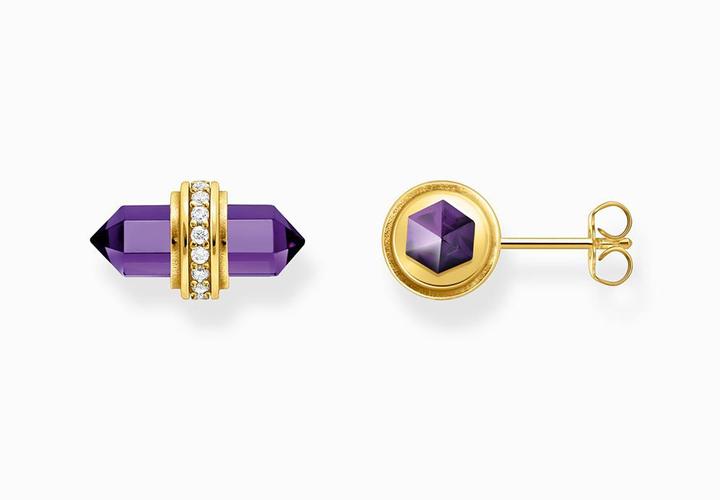 Immagine prodotto Thomas Sabo Orecchini a perno placcati in oro con cristallo di onice viola (Argento 925, Doratura in oro giallo 750)