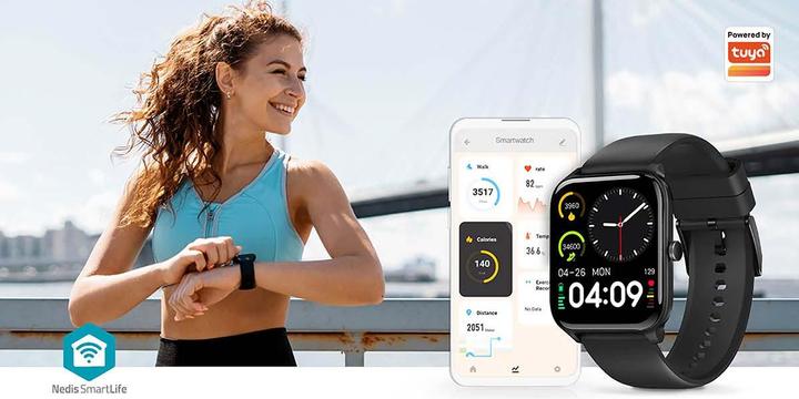 Actual product image Nedis SmartLife watch | LCD | IP68 | Maximum operating time: 14400 min | Android™ / IOS | Black (41 mm)