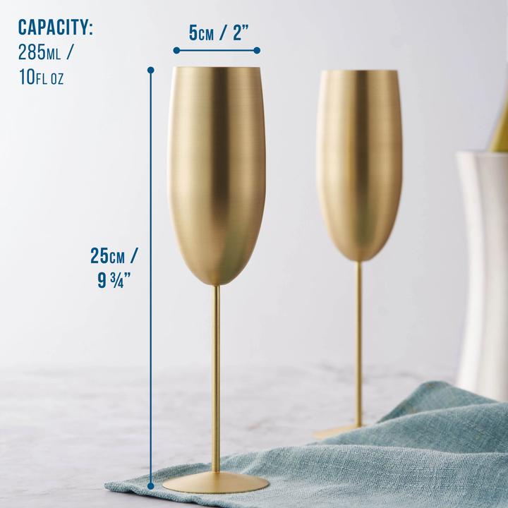 Produktbild Oak & Steel 4 Edelstahl Sektglaeser (28.50 cl, 4 Gläser, Sektgläser)