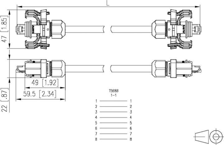 Actual product image Metz E-DAT Industry patch cable V6 IP67 - IP67 20m (S/FTP, CAT6, 20 m)