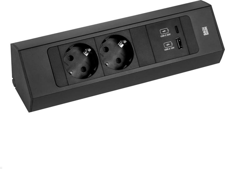 Actual product image Bachmann CASIA 2 2x socket 1x USB charger A/C (932.102) black, short (2 x, CEE 7/3, 2 m)