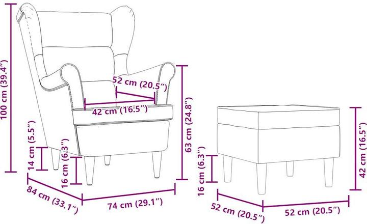 Produktbild VidaXL Sessel mit Fusshocker Hellgrau Stoff Loungesessel TV-Sessel