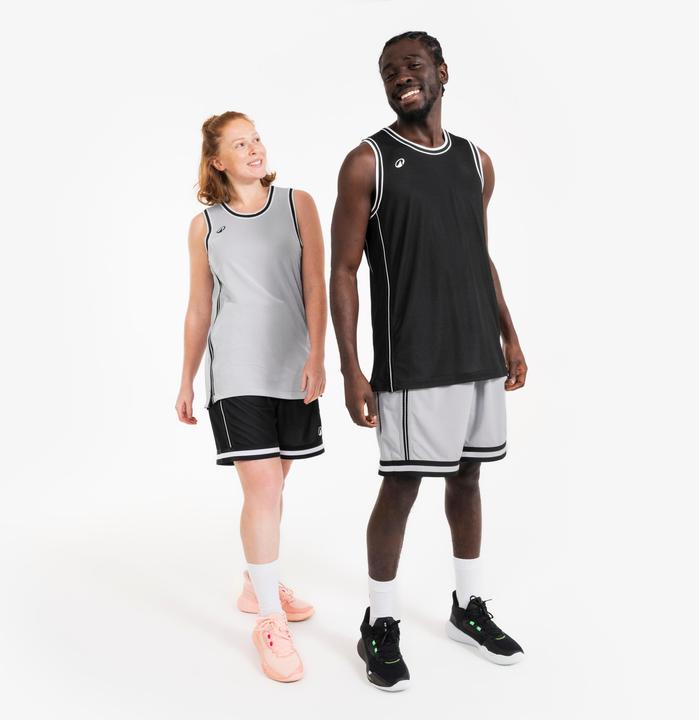 Actual product image Kipsta Damen/Herren Basketball Trikot wendbar leicht - SHR 500 schwarz-weiss (L)