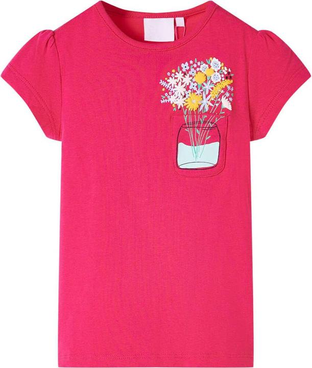 VidaXL Kinder-T-Shirt Knallrosa 104,Material: 95 % Baumwolle. 5 (104)