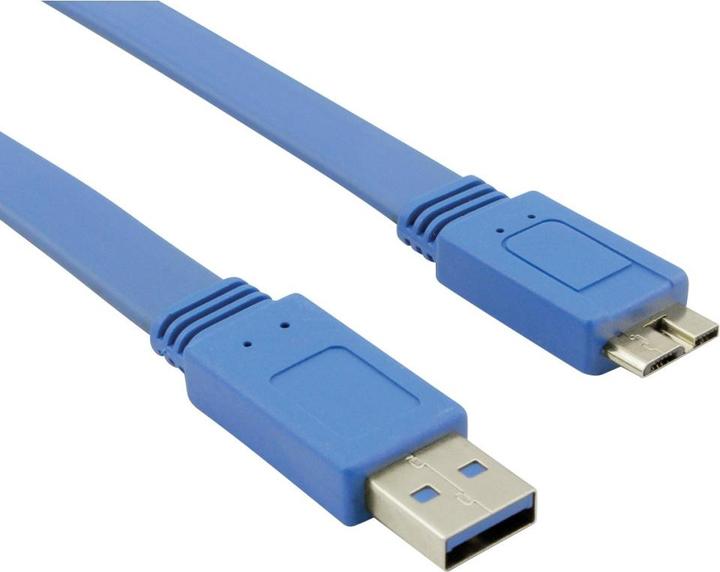 Actual product image Techly USB3.0 flat cable plug type A plug micro B bl (1 m, USB 3.2)