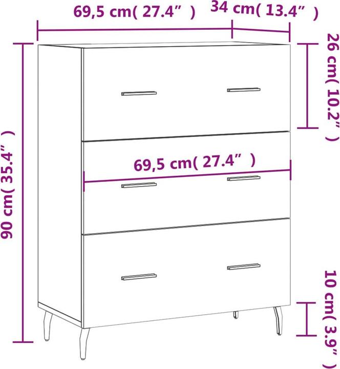 Produktbild VidaXL Kaleb (69.5 x 34 x 90 cm)