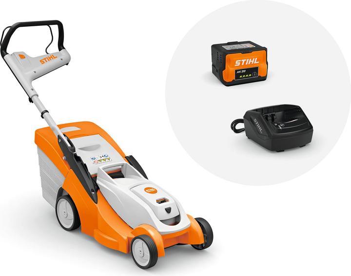 Stihl Tondeuse à gazon RMA 239 C avec batterie AK 20 et chargeur AL 101
