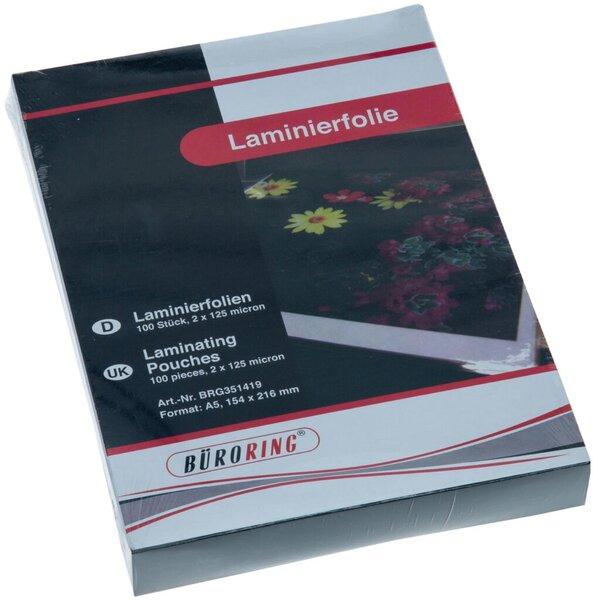 Produktbild Büroring Laminierfolie, DIN A5, 125 Mikron, 100 Stück (A5, 100 Stück, 125 µm)