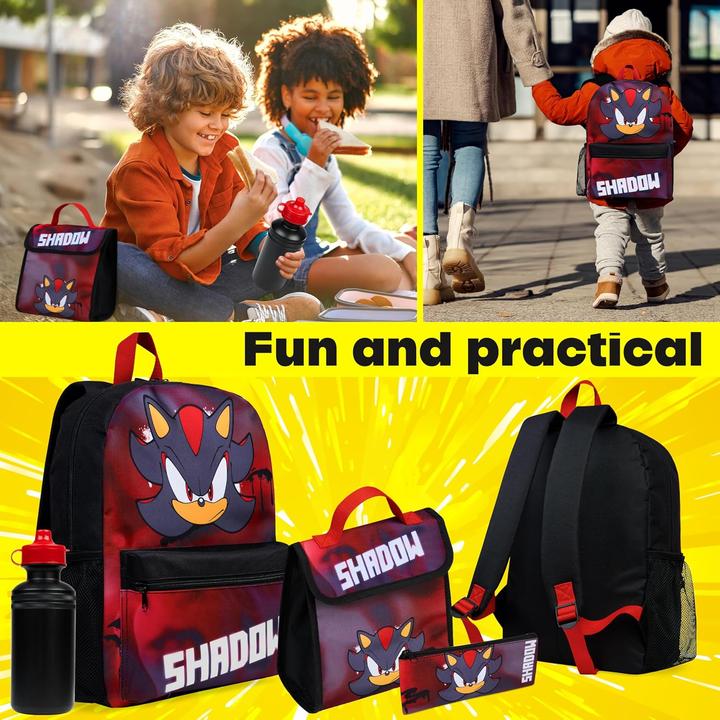 Produktbild Sonic The Hedgehog Kinderrucksack-Set Shadow mit Zubehör (4-teilig)