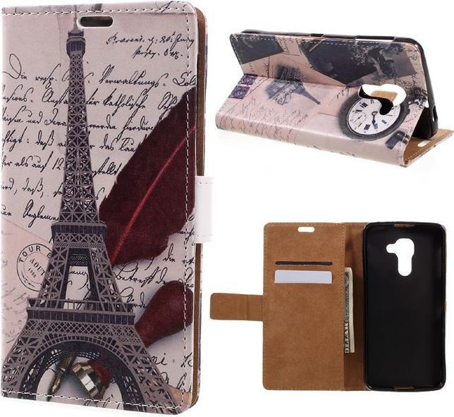 Actual product image MU Classic Case leather with Eiffel Tower and feather (DTEK60)