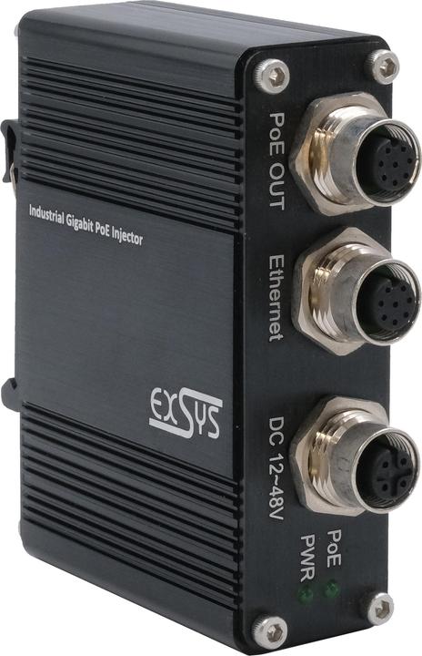Exsys Industrial PoE+ Gigabit Injektor EN50155 (802.3af (PoE), 802.3at (PoE+), 30 W)